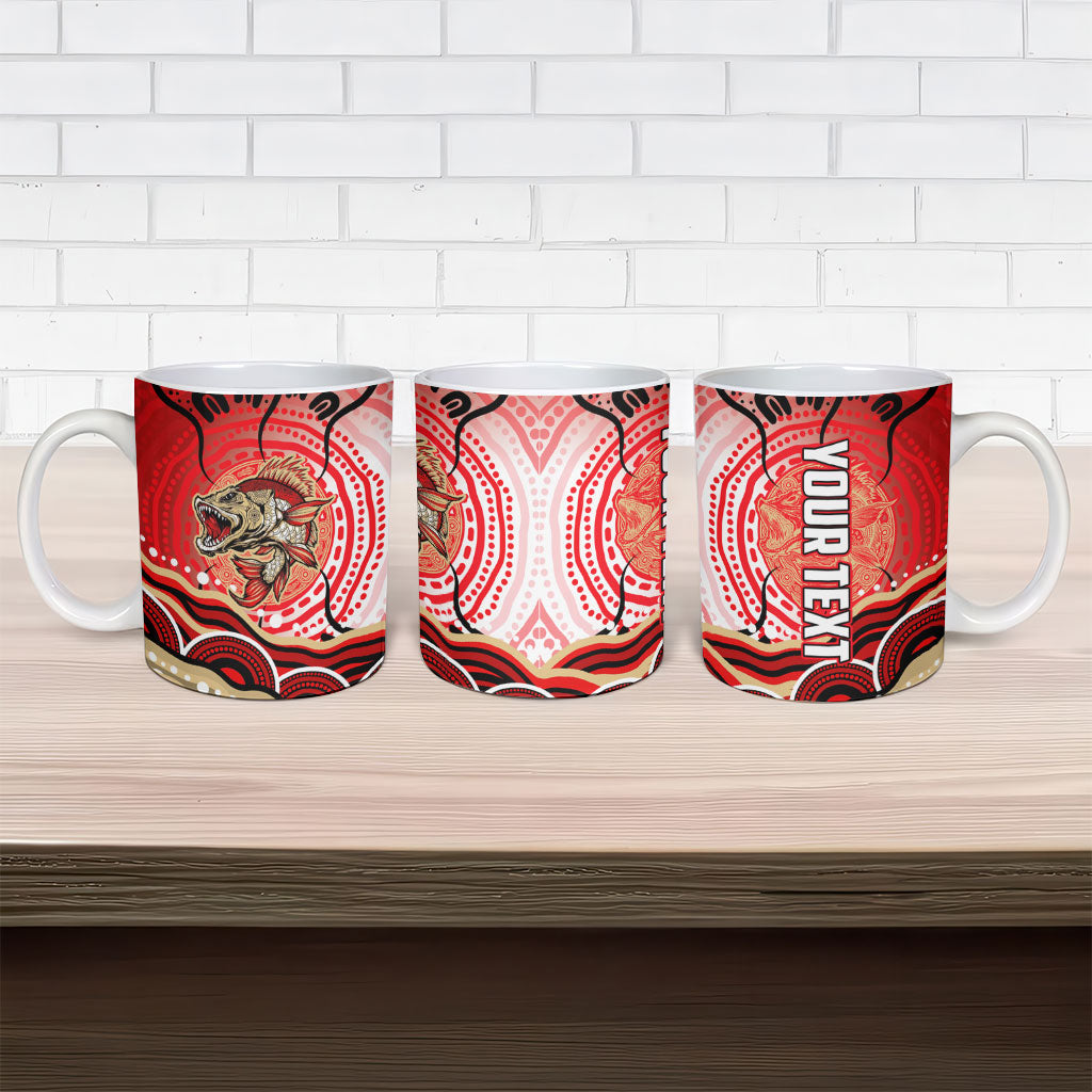 Personalised Aboriginal Barramundi Fish Ceramic Mug Indigenous Dot Art - Dreamtime Spirit Animal