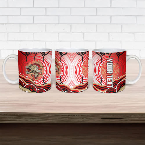 Personalised Aboriginal Barramundi Fish Ceramic Mug Indigenous Dot Art - Dreamtime Spirit Animal