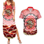 Personalised Aboriginal Barramundi Fish Couples Matching Summer Maxi Dress and Hawaiian Shirt Indigenous Dot Art - Dreamtime Spirit Animal