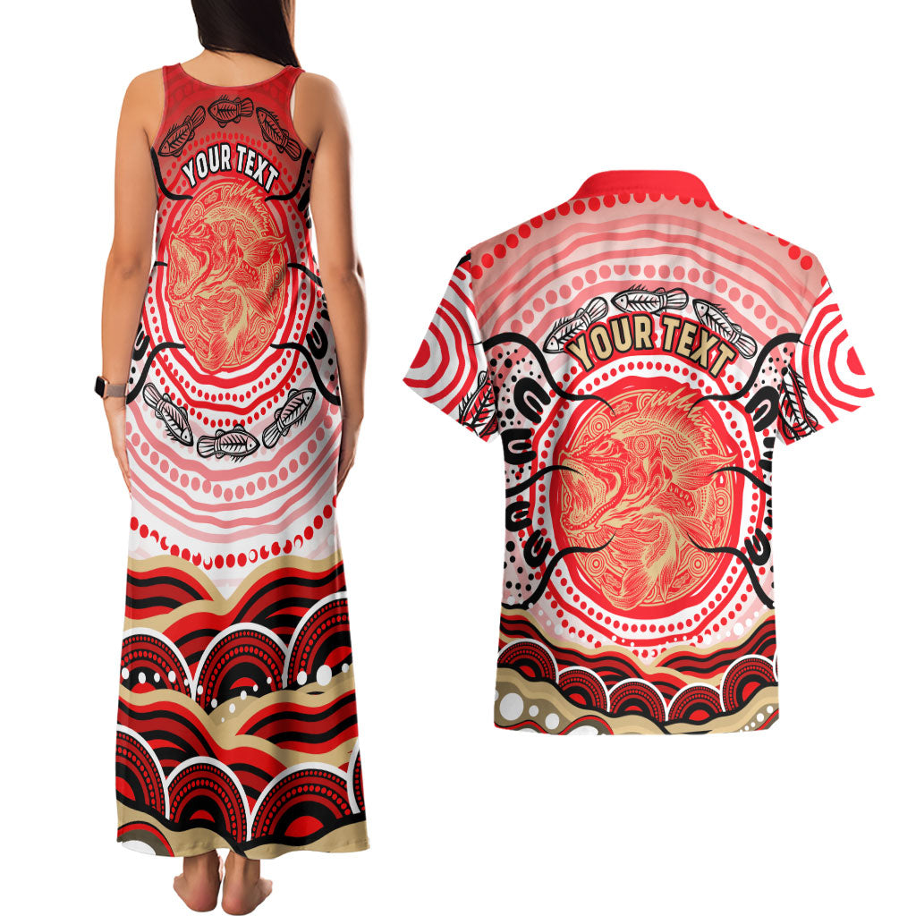 Personalised Aboriginal Barramundi Fish Couples Matching Tank Maxi Dress and Hawaiian Shirt Indigenous Dot Art - Dreamtime Spirit Animal