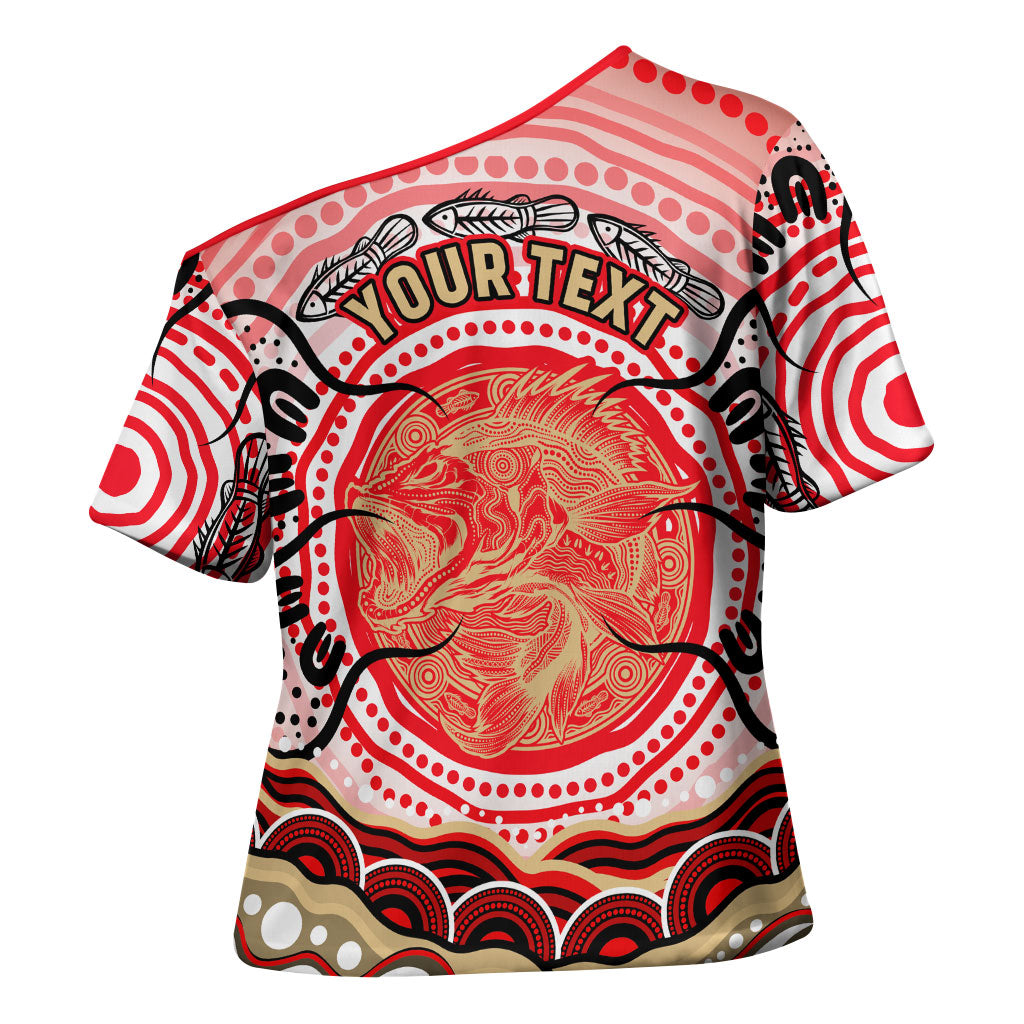 Personalised Aboriginal Barramundi Fish Cross Shoulder Shirt Indigenous Dot Art - Dreamtime Spirit Animal