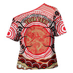 Personalised Aboriginal Barramundi Fish Cross Shoulder Shirt Indigenous Dot Art - Dreamtime Spirit Animal