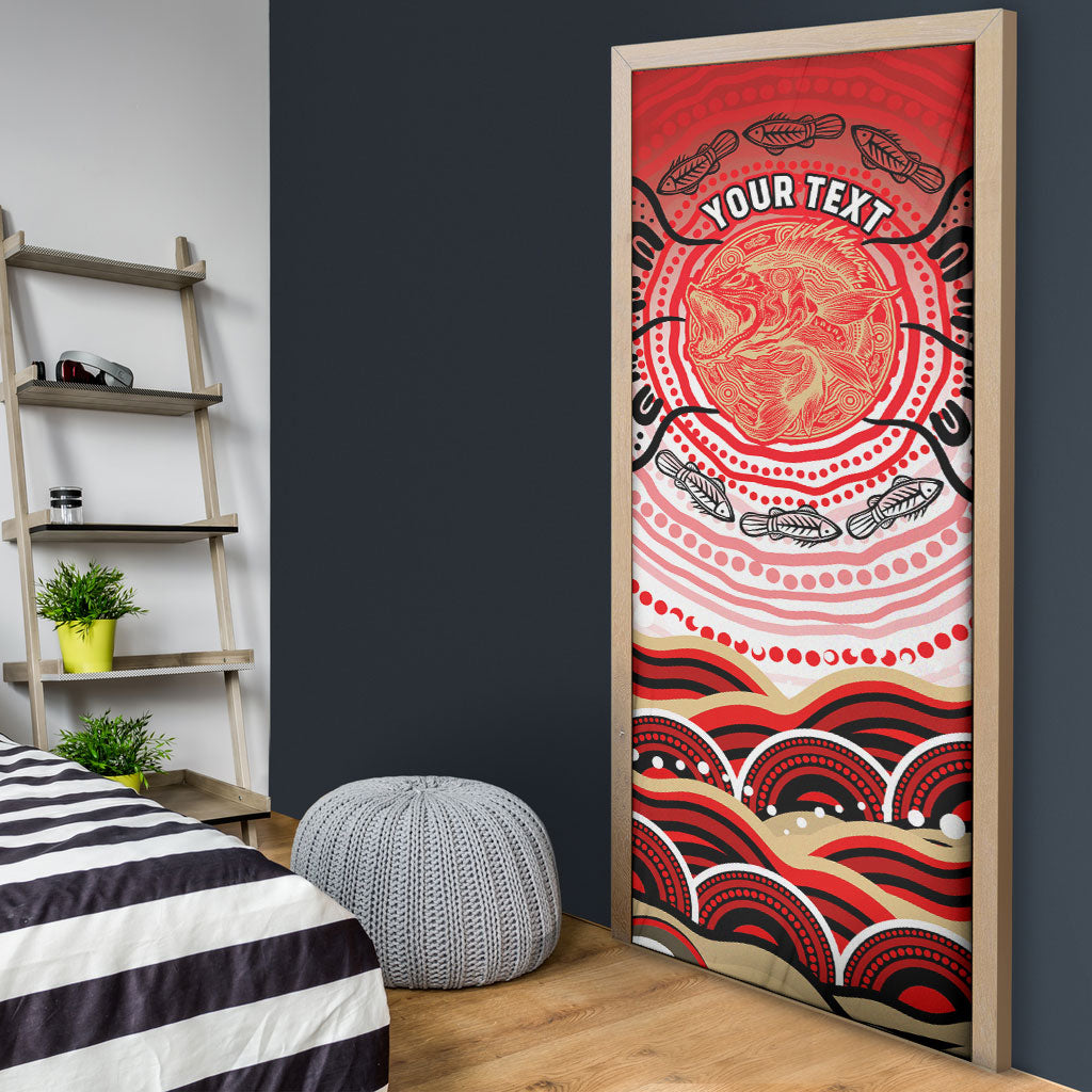 Personalised Aboriginal Barramundi Fish Door Cover Indigenous Dot Art - Dreamtime Spirit Animal
