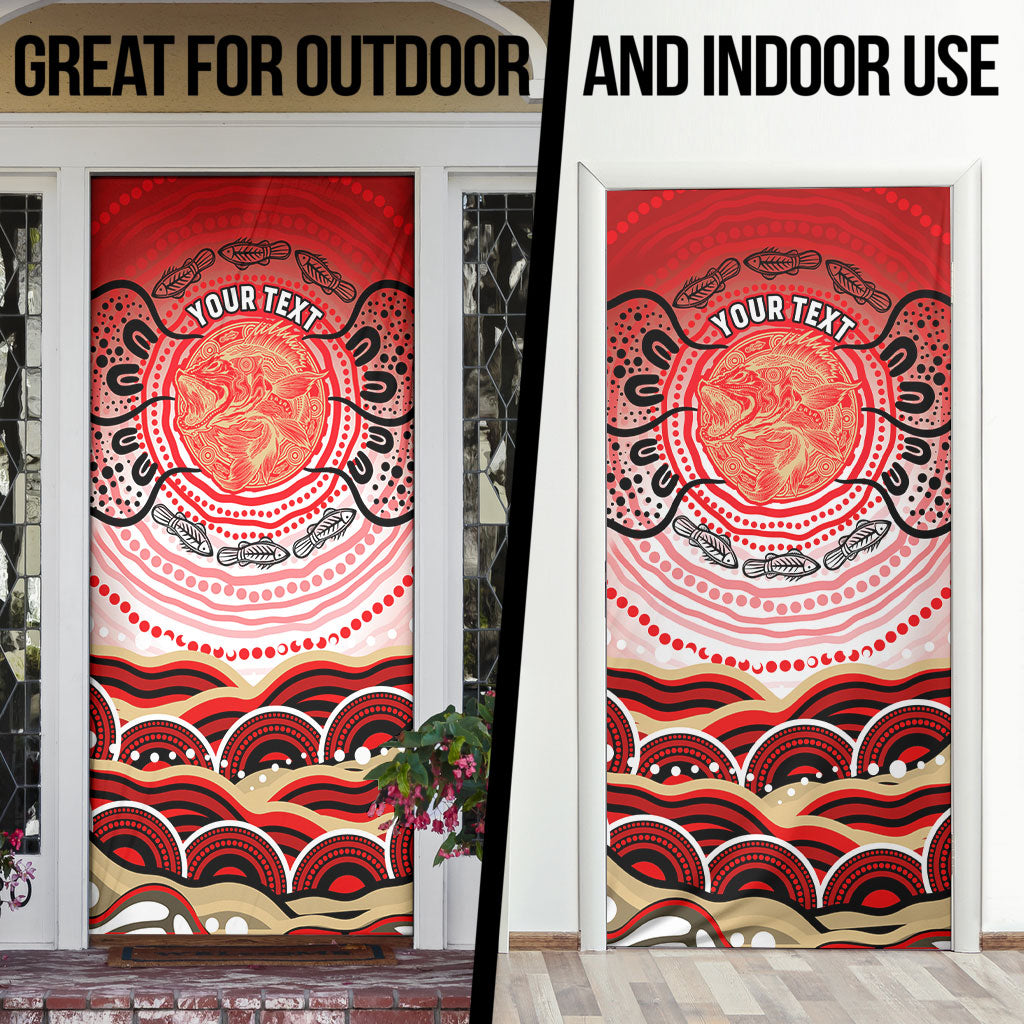 Personalised Aboriginal Barramundi Fish Door Cover Indigenous Dot Art - Dreamtime Spirit Animal