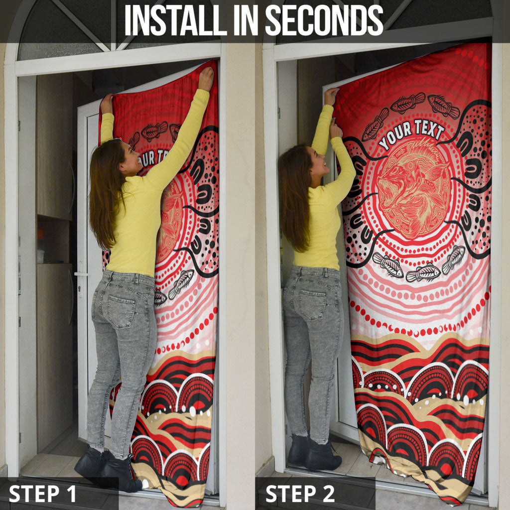Personalised Aboriginal Barramundi Fish Door Cover Indigenous Dot Art - Dreamtime Spirit Animal