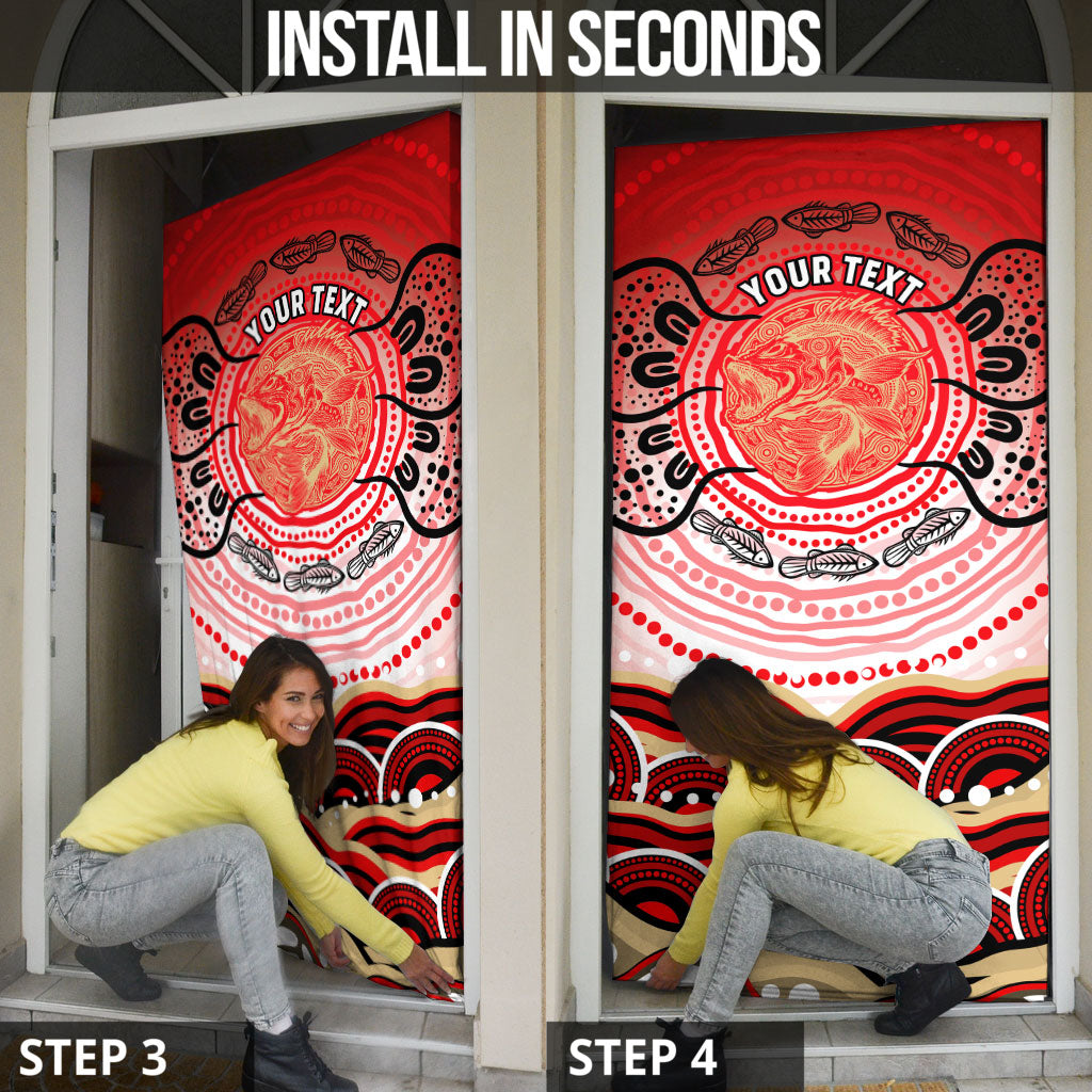 Personalised Aboriginal Barramundi Fish Door Cover Indigenous Dot Art - Dreamtime Spirit Animal