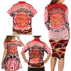 Personalised Aboriginal Barramundi Fish Family Matching Long Sleeve Bodycon Dress and Hawaiian Shirt Indigenous Dot Art - Dreamtime Spirit Animal