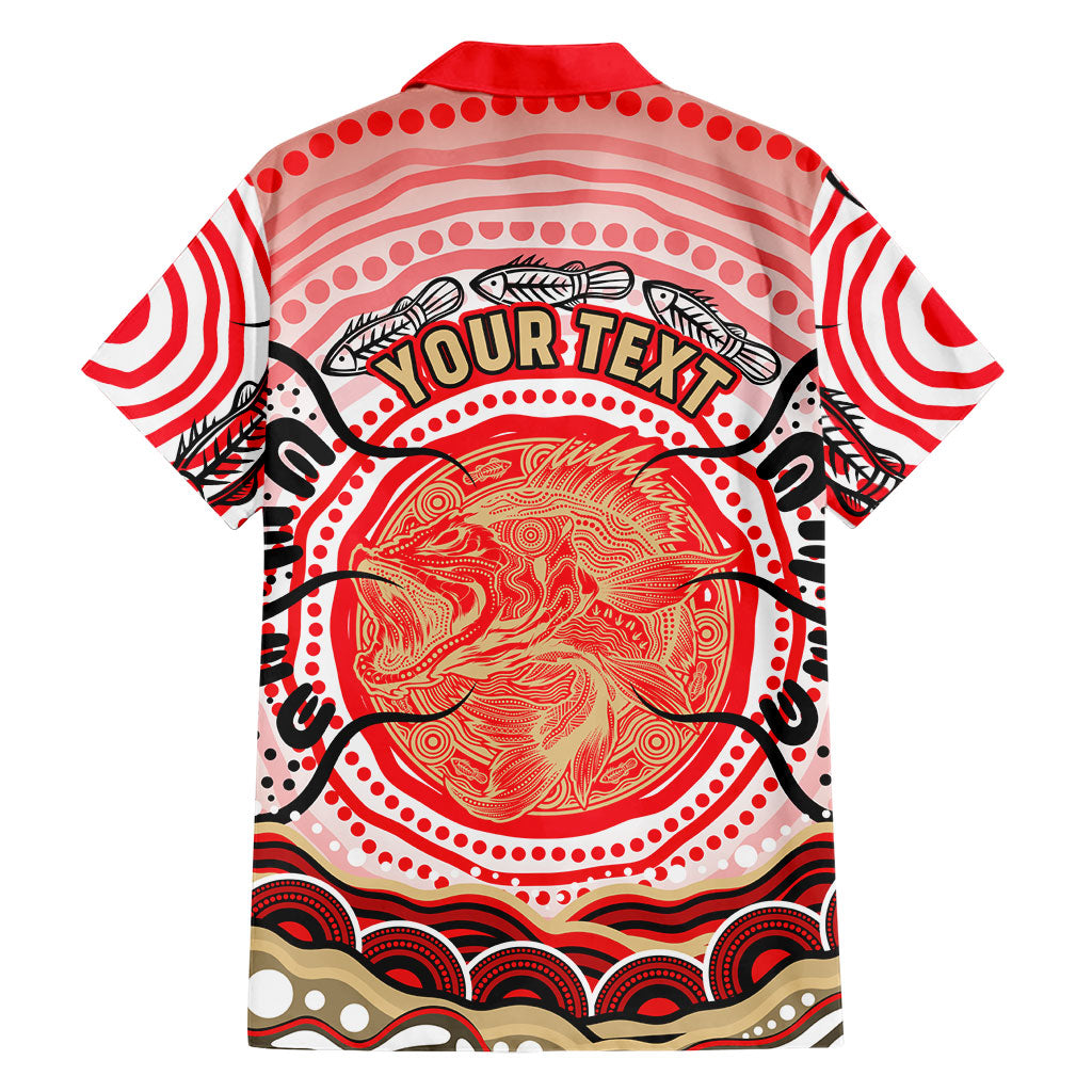 Personalised Aboriginal Barramundi Fish Family Matching Long Sleeve Bodycon Dress and Hawaiian Shirt Indigenous Dot Art - Dreamtime Spirit Animal