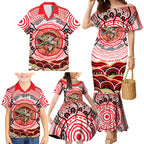 Personalised Aboriginal Barramundi Fish Family Matching Mermaid Dress and Hawaiian Shirt Indigenous Dot Art - Dreamtime Spirit Animal
