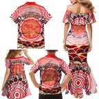 Personalised Aboriginal Barramundi Fish Family Matching Mermaid Dress and Hawaiian Shirt Indigenous Dot Art - Dreamtime Spirit Animal