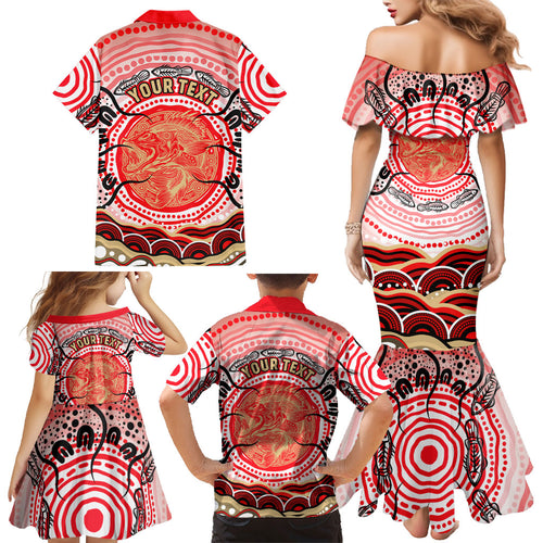 Personalised Aboriginal Barramundi Fish Family Matching Mermaid Dress and Hawaiian Shirt Indigenous Dot Art - Dreamtime Spirit Animal