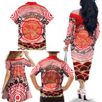 Personalised Aboriginal Barramundi Fish Family Matching Off The Shoulder Long Sleeve Dress and Hawaiian Shirt Indigenous Dot Art - Dreamtime Spirit Animal