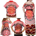 Personalised Aboriginal Barramundi Fish Family Matching Off Shoulder Maxi Dress and Hawaiian Shirt Indigenous Dot Art - Dreamtime Spirit Animal