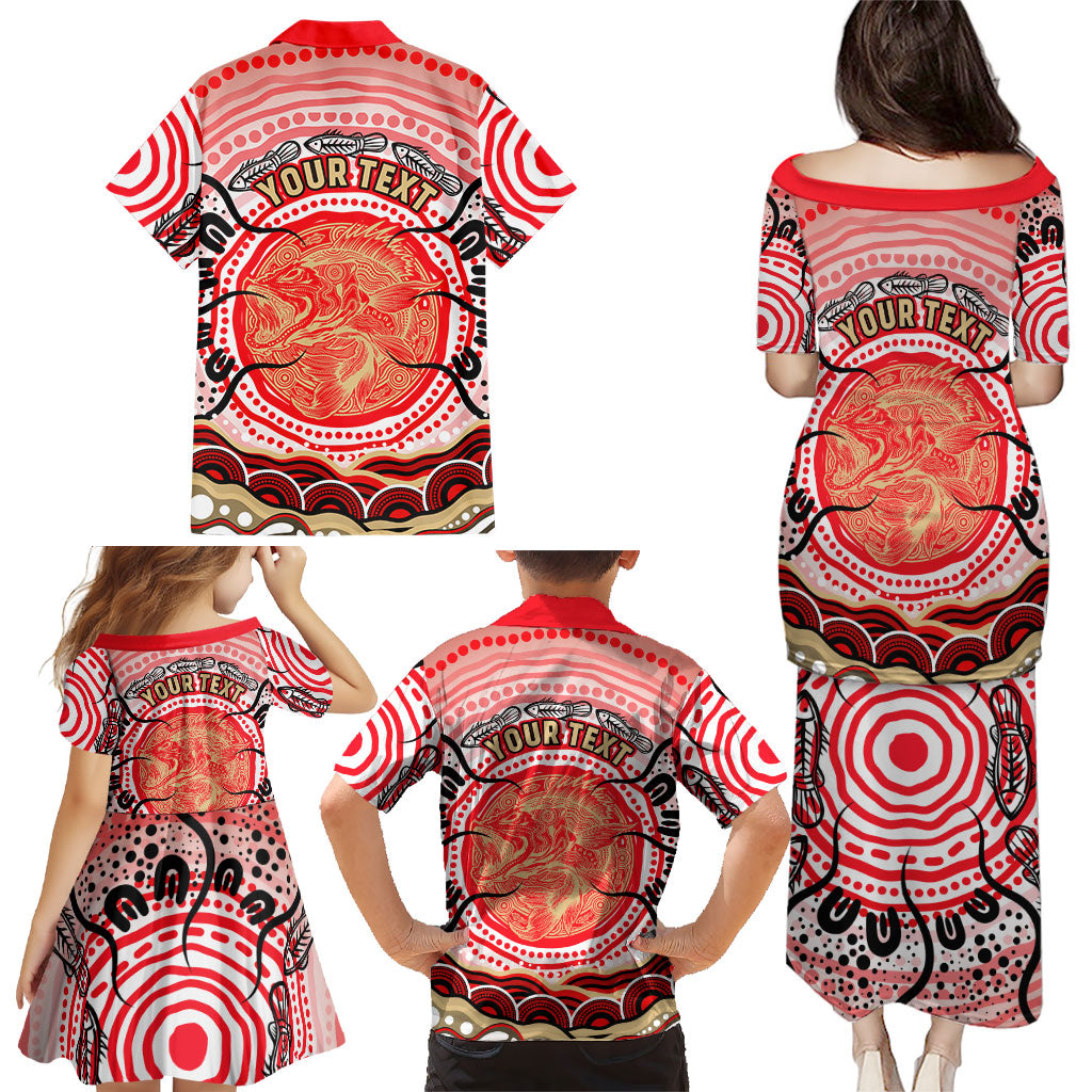 Personalised Aboriginal Barramundi Fish Family Matching Puletasi and Hawaiian Shirt Indigenous Dot Art - Dreamtime Spirit Animal