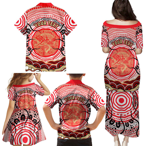 Personalised Aboriginal Barramundi Fish Family Matching Puletasi and Hawaiian Shirt Indigenous Dot Art - Dreamtime Spirit Animal