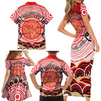 Personalised Aboriginal Barramundi Fish Family Matching Short Sleeve Bodycon Dress and Hawaiian Shirt Indigenous Dot Art - Dreamtime Spirit Animal
