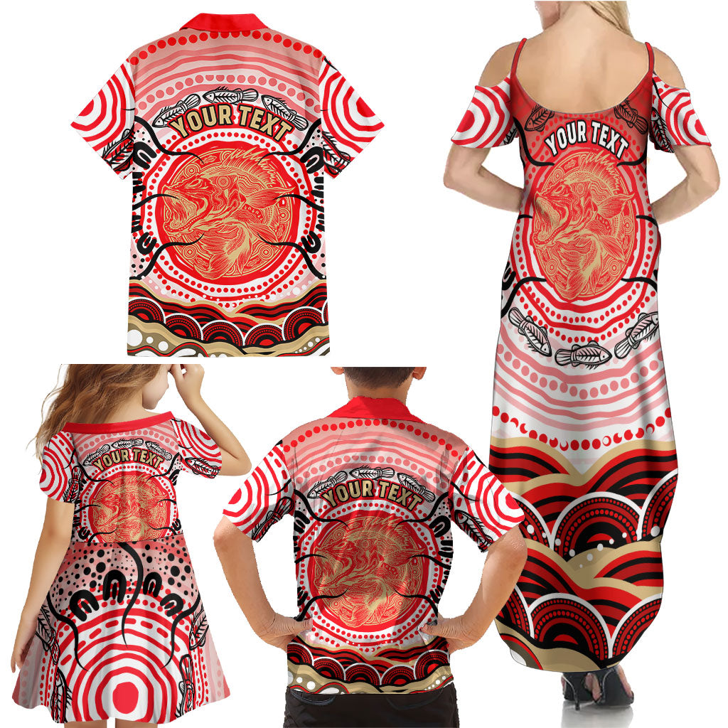 Personalised Aboriginal Barramundi Fish Family Matching Summer Maxi Dress and Hawaiian Shirt Indigenous Dot Art - Dreamtime Spirit Animal