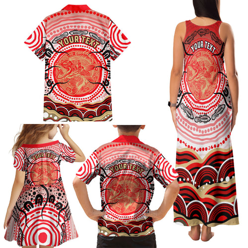 Personalised Aboriginal Barramundi Fish Family Matching Tank Maxi Dress and Hawaiian Shirt Indigenous Dot Art - Dreamtime Spirit Animal