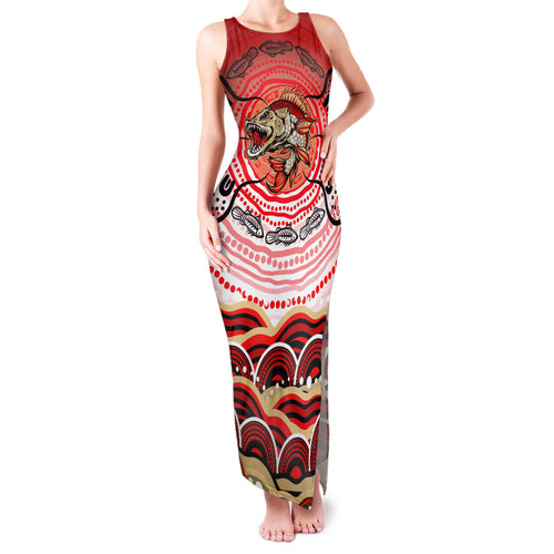 Personalised Aboriginal Barramundi Fish Family Matching Tank Maxi Dress and Hawaiian Shirt Indigenous Dot Art - Dreamtime Spirit Animal