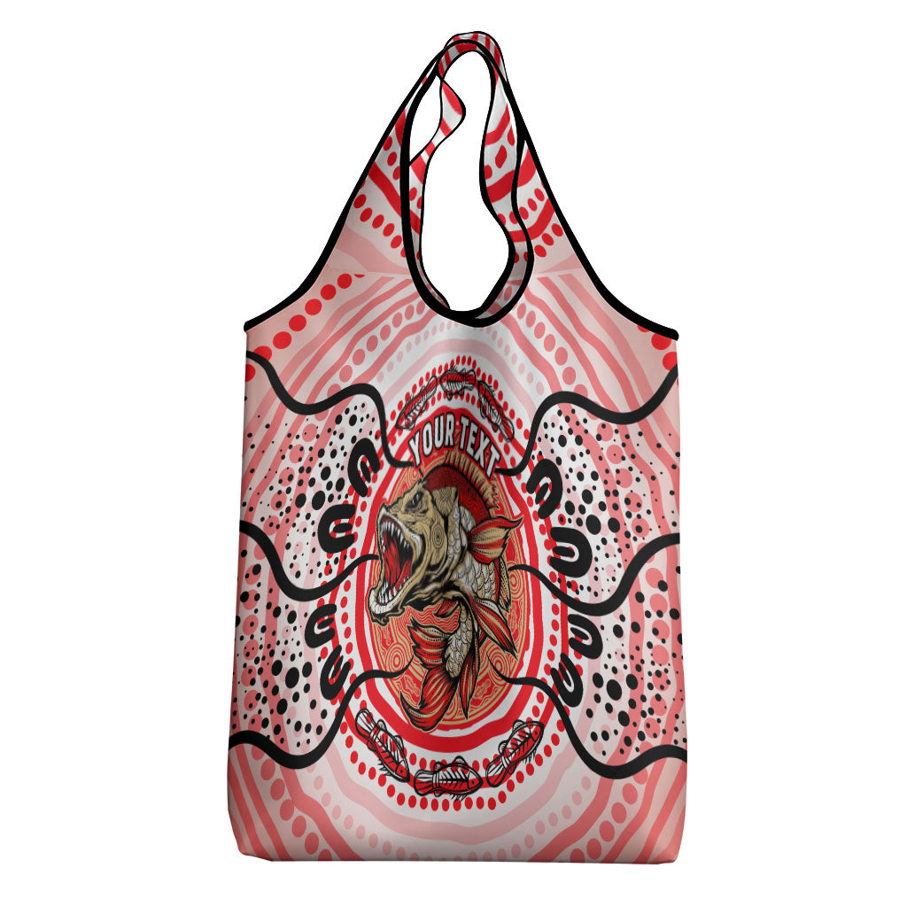 Personalised Aboriginal Barramundi Fish Grocery Bag Indigenous Dot Art - Dreamtime Spirit Animal