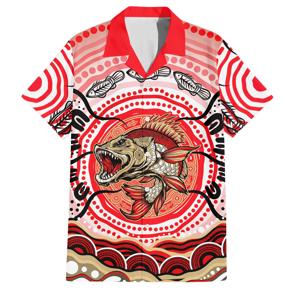 Personalised Aboriginal Barramundi Fish Hawaiian Shirt Indigenous Dot Art - Dreamtime Spirit Animal