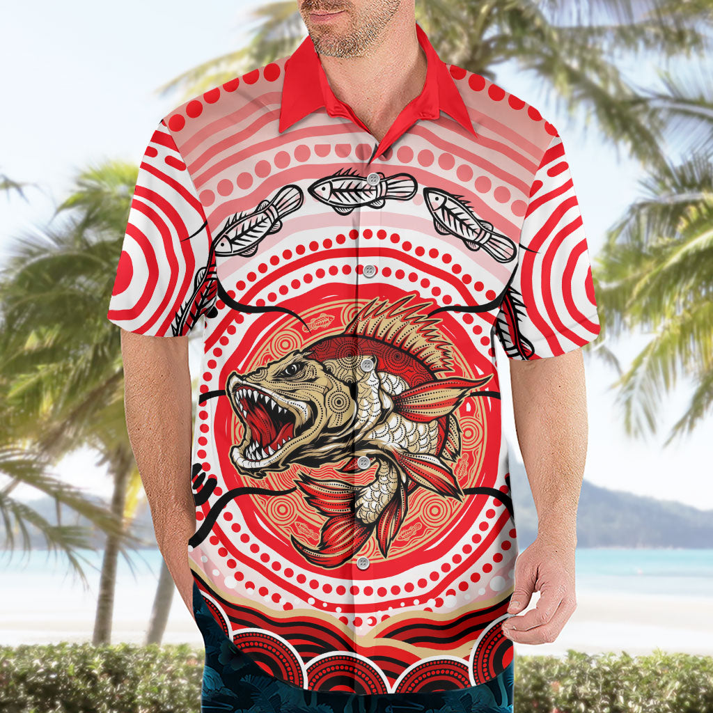 Personalised Aboriginal Barramundi Fish Hawaiian Shirt Indigenous Dot Art - Dreamtime Spirit Animal