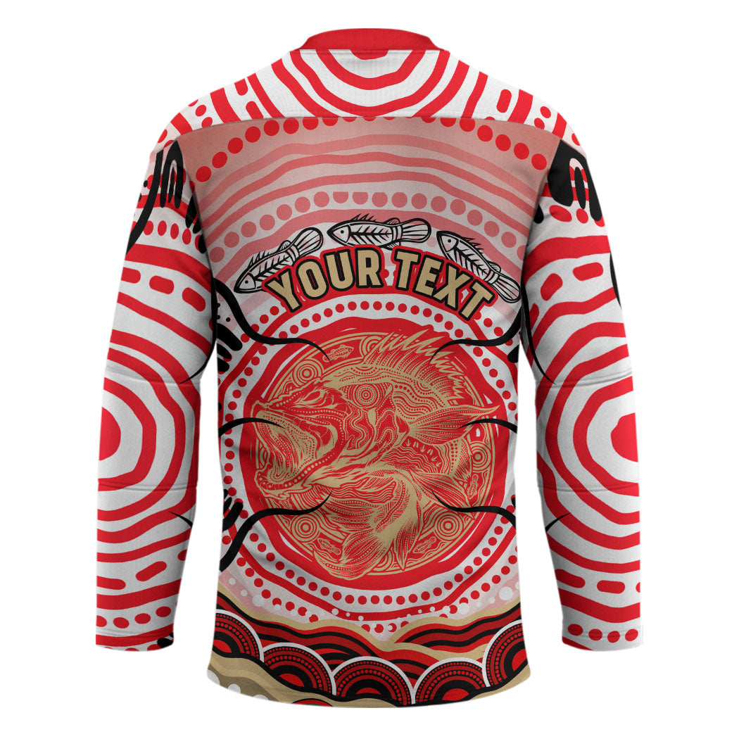 Personalised Aboriginal Barramundi Fish Hockey Jersey Indigenous Dot Art - Dreamtime Spirit Animal