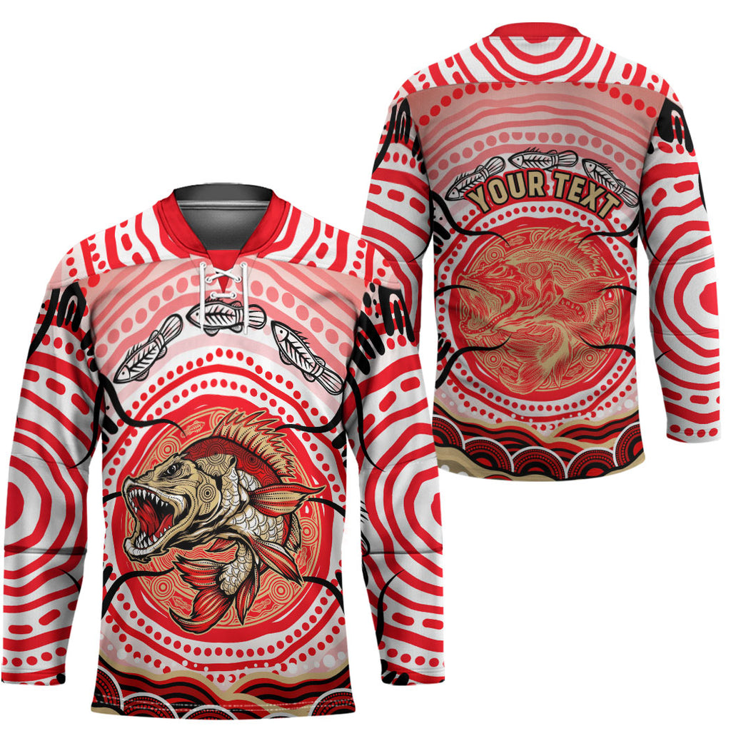 Personalised Aboriginal Barramundi Fish Hockey Jersey Indigenous Dot Art - Dreamtime Spirit Animal