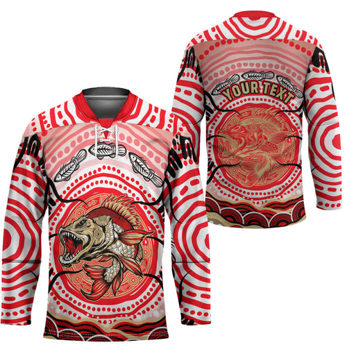 Personalised Aboriginal Barramundi Fish Hockey Jersey Indigenous Dot Art - Dreamtime Spirit Animal