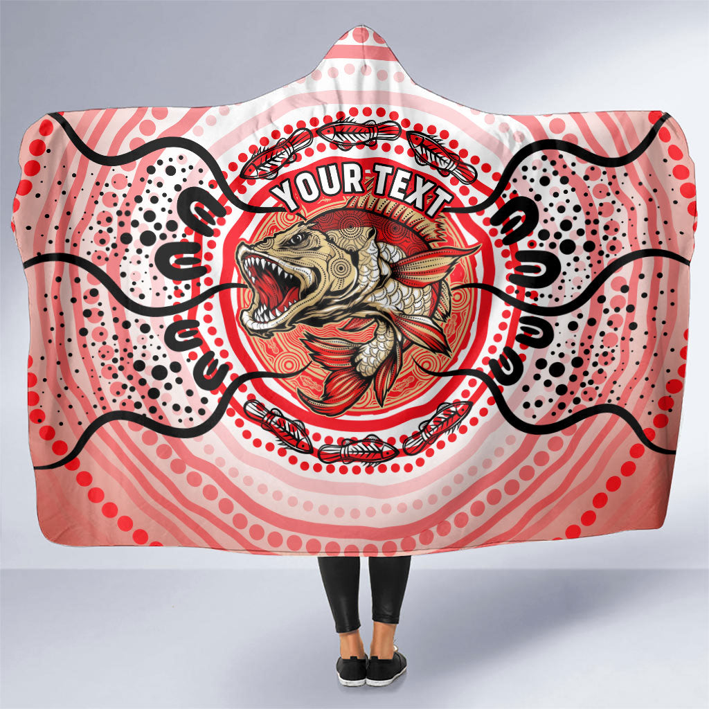 Personalised Aboriginal Barramundi Fish Hooded Blanket Indigenous Dot Art - Dreamtime Spirit Animal