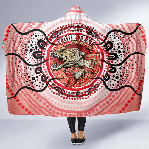 Personalised Aboriginal Barramundi Fish Hooded Blanket Indigenous Dot Art - Dreamtime Spirit Animal