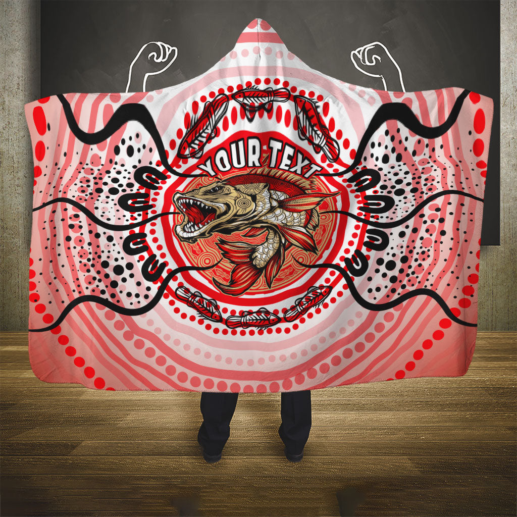 Personalised Aboriginal Barramundi Fish Hooded Blanket Indigenous Dot Art - Dreamtime Spirit Animal