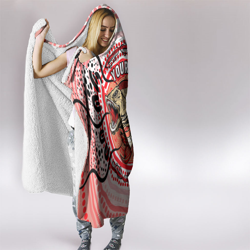 Personalised Aboriginal Barramundi Fish Hooded Blanket Indigenous Dot Art - Dreamtime Spirit Animal