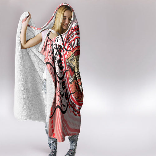 Personalised Aboriginal Barramundi Fish Hooded Blanket Indigenous Dot Art - Dreamtime Spirit Animal