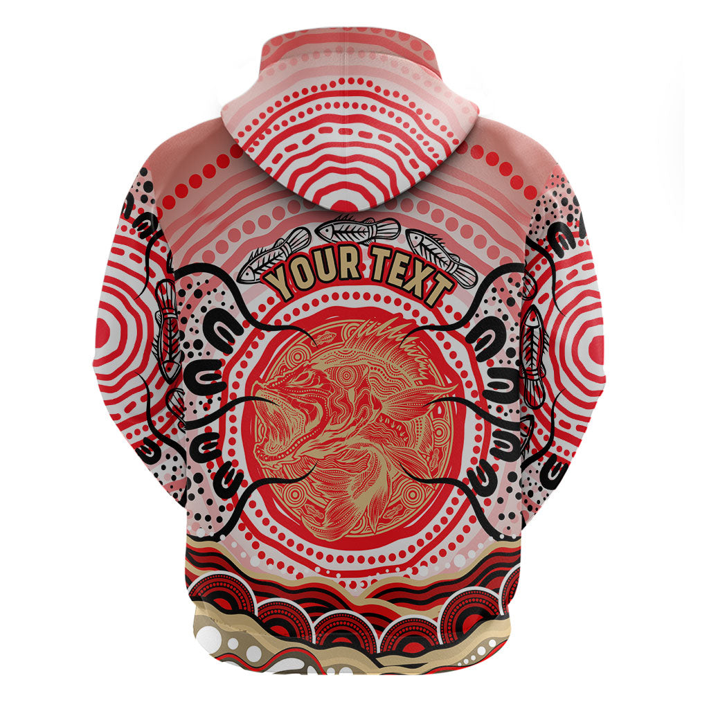 Personalised Aboriginal Barramundi Fish Hoodie Indigenous Dot Art - Dreamtime Spirit Animal