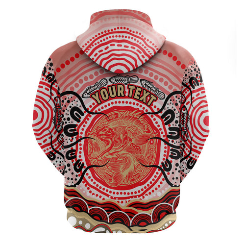 Personalised Aboriginal Barramundi Fish Hoodie Indigenous Dot Art - Dreamtime Spirit Animal