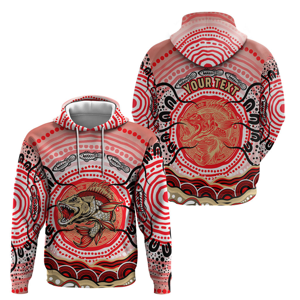 Personalised Aboriginal Barramundi Fish Hoodie Indigenous Dot Art - Dreamtime Spirit Animal