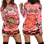 Personalised Aboriginal Barramundi Fish Hoodie Dress Indigenous Dot Art - Dreamtime Spirit Animal