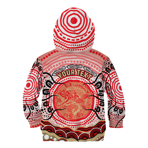 Personalised Aboriginal Barramundi Fish Kid Hoodie Indigenous Dot Art - Dreamtime Spirit Animal