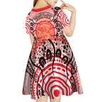 Personalised Aboriginal Barramundi Fish Kid Short Sleeve Dress Indigenous Dot Art - Dreamtime Spirit Animal