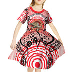 Personalised Aboriginal Barramundi Fish Kid Short Sleeve Dress Indigenous Dot Art - Dreamtime Spirit Animal