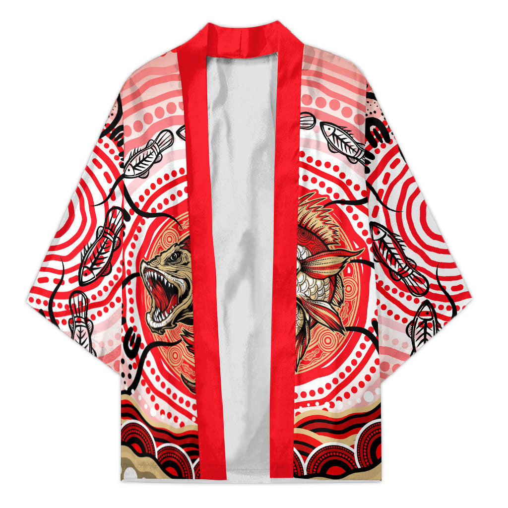 Personalised Aboriginal Barramundi Fish Kimono Indigenous Dot Art - Dreamtime Spirit Animal