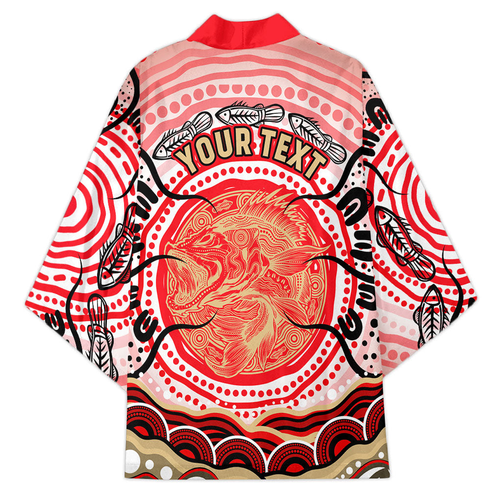 Personalised Aboriginal Barramundi Fish Kimono Indigenous Dot Art - Dreamtime Spirit Animal