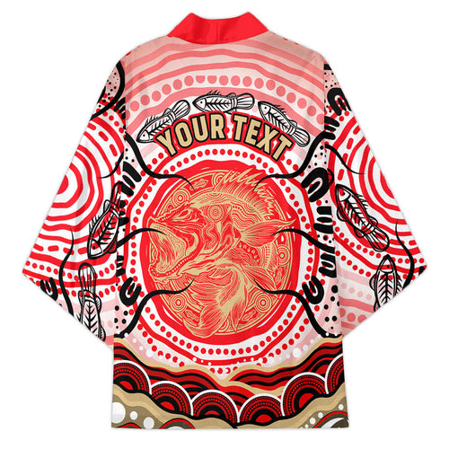 Personalised Aboriginal Barramundi Fish Kimono Indigenous Dot Art - Dreamtime Spirit Animal
