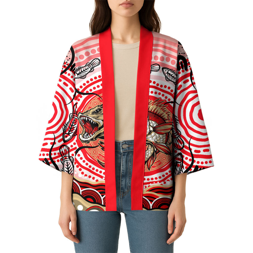 Personalised Aboriginal Barramundi Fish Kimono Indigenous Dot Art - Dreamtime Spirit Animal