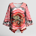 Personalised Aboriginal Barramundi Fish Kimono Sleeve Blouse Indigenous Dot Art - Dreamtime Spirit Animal