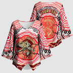 Personalised Aboriginal Barramundi Fish Kimono Sleeve Blouse Indigenous Dot Art - Dreamtime Spirit Animal