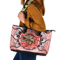 Personalised Aboriginal Barramundi Fish Leather Tote Bag Indigenous Dot Art - Dreamtime Spirit Animal