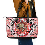 Personalised Aboriginal Barramundi Fish Leather Tote Bag Indigenous Dot Art - Dreamtime Spirit Animal