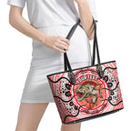 Personalised Aboriginal Barramundi Fish Leather Tote Bag Indigenous Dot Art - Dreamtime Spirit Animal